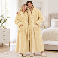 Men's Oversized Fleece Bathrobe - Coral Flannel Kimono Robe for Couples